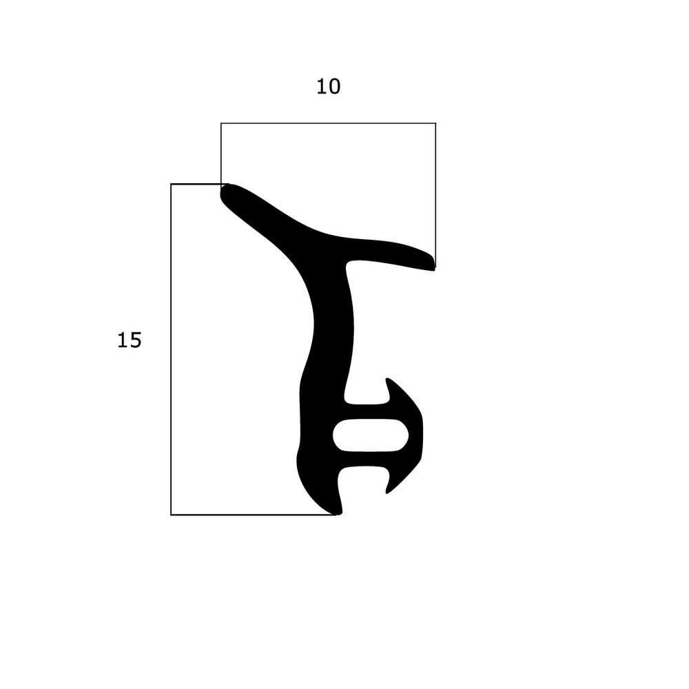 Türrahmen Dichtung - Anschlagdichtung für seitlichen Anschlag | 15 mm Höhe | Farbe: schwarz 
