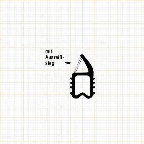 Türrahmen Dichtung - Stahlzargendichtung für Metalltüren | 19 mm Höhe | Farbe: schwarz