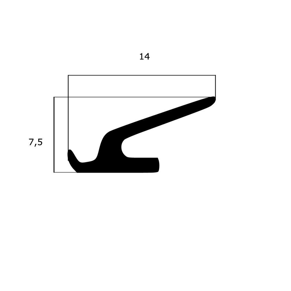 Lippendichtungen - Anschlagdichtung mit Lippe und glattem Fuß | 7,5 mm Höhe | Farbe: schwarz