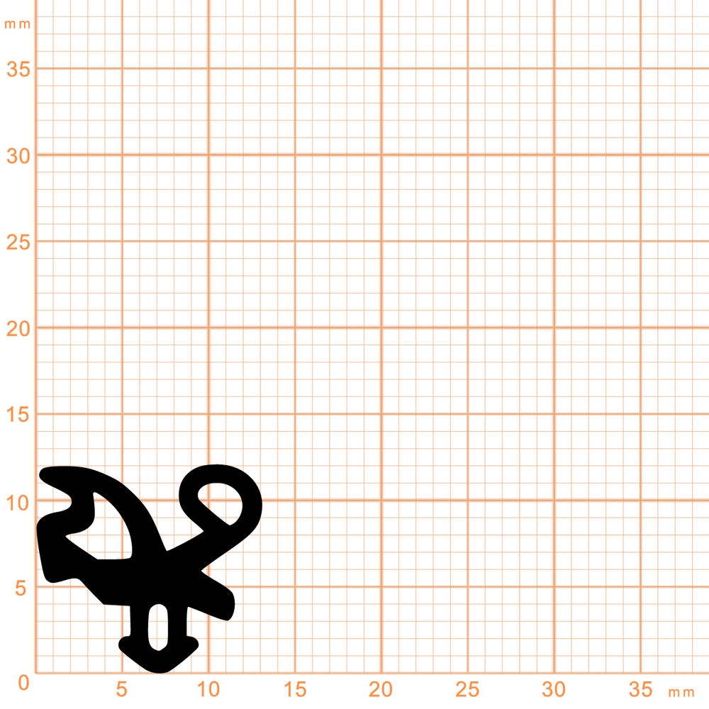 Lippendichtungen - Anschlagdichtung mit Schlauch | 12 mm Höhe | Farbe: schwarz