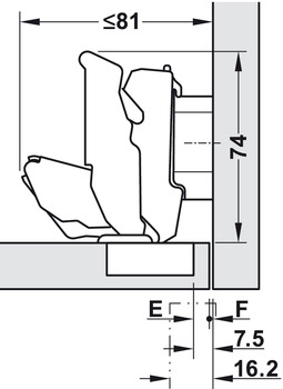 Scharniere - Topfplatte für Blum Clip Top | Modell: 71B7650 | Anschlag: Mittel-/Innenanschlag