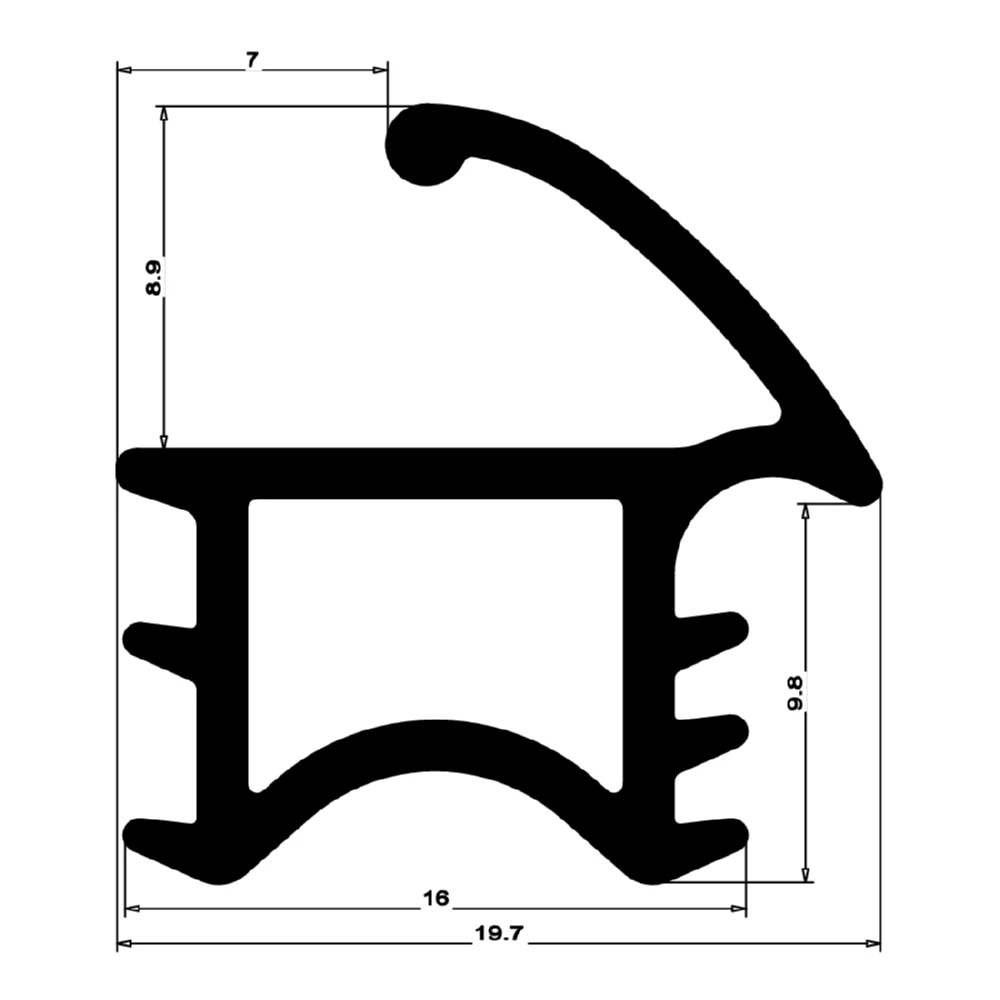 Stahlzargendichtung für Metallzargen | 19 mm Höhe | Farbe: schwarz