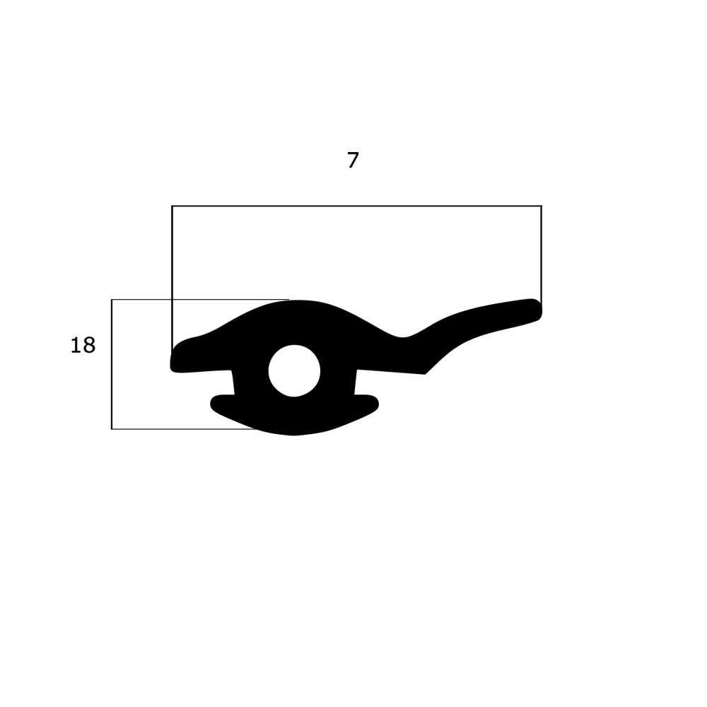 Türrahmen Dichtung - Anschlagdichtung für seitlichen Anschlag | 18 mm Höhe |  Farbe: schwarz