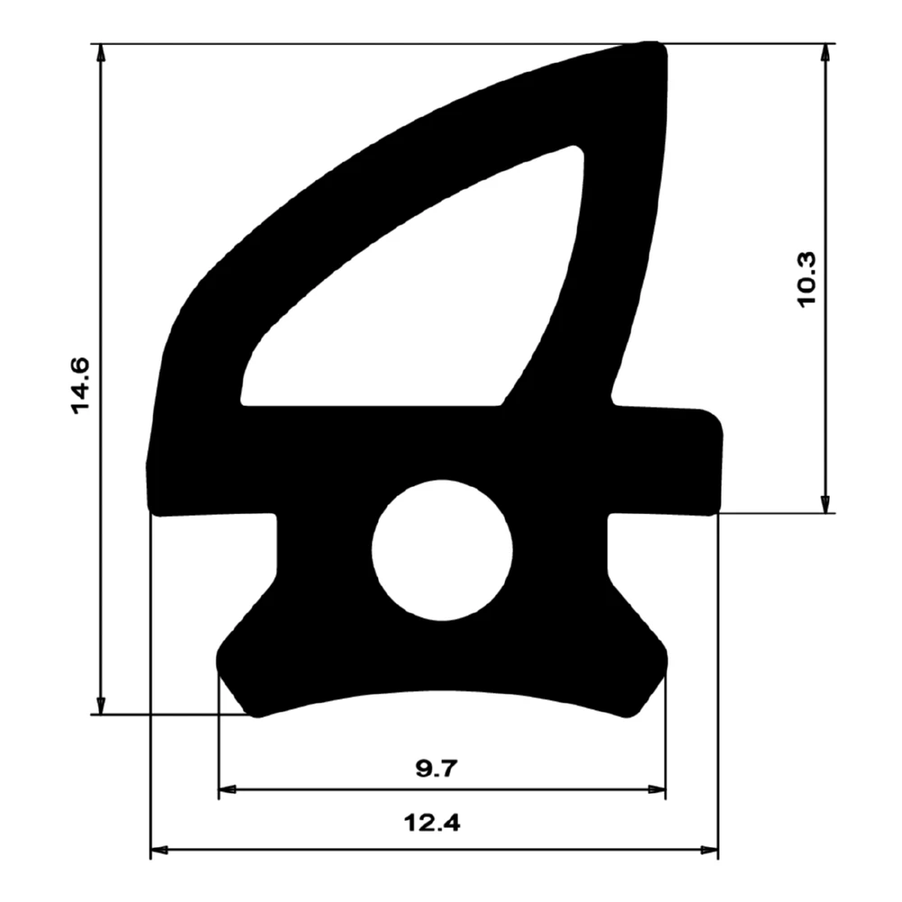 Mitteldichtung für Metall- und Alufenster | 13,5 mm Höhe | Farbe: schwarz