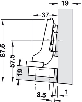 Scharniere - Topfplatte für Blum Clip Top Blumotion | Modell: 71B9650 | Anschlag: Mittelanschlag