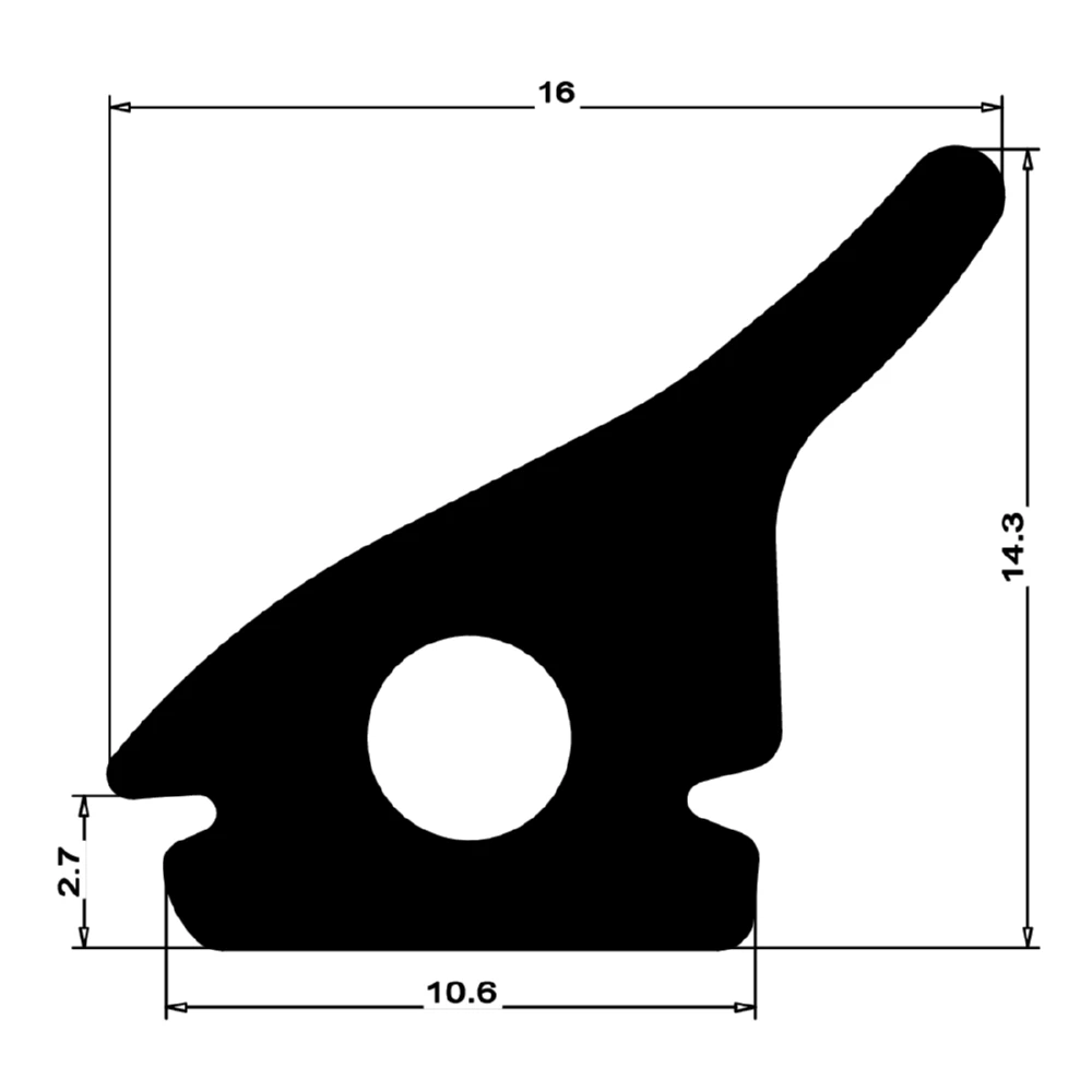 Mitteldichtung für Metallfenster | 14 mm Höhe | Farbe: schwarz