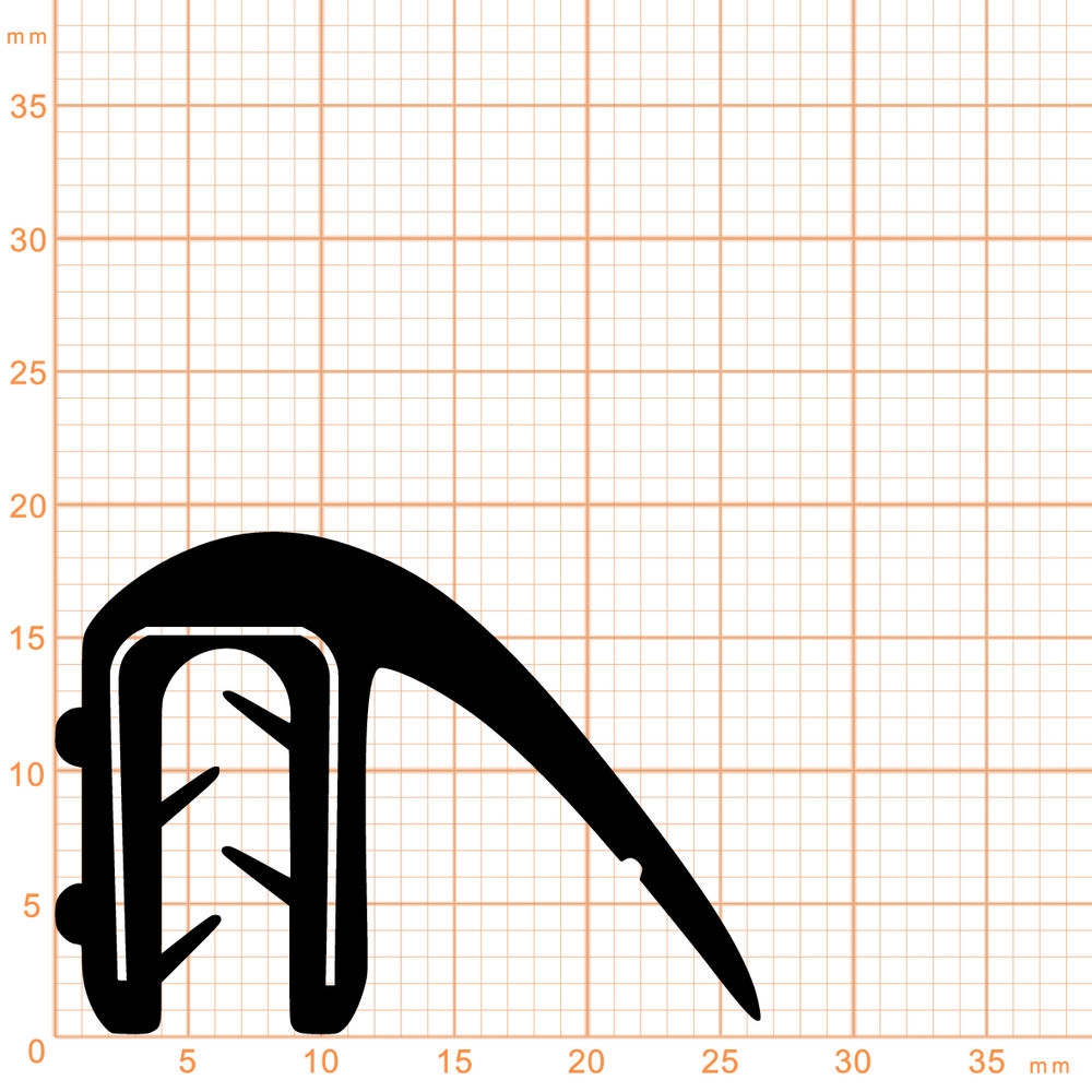 Kantenschutz Dichtprofile - Kantenschutzprofil | Klemmbereich: 1 – 4 mm | Farbe: schwarz