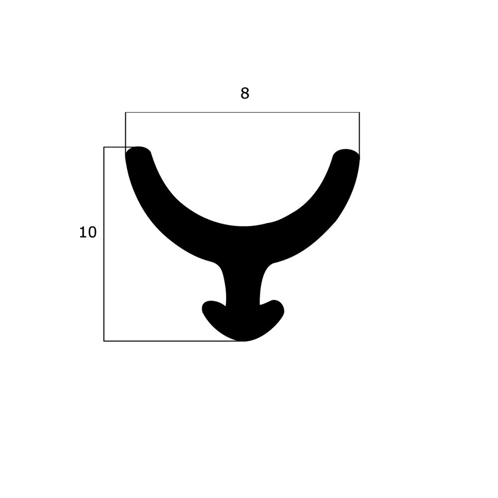Anschlagdichtung mit Lippe und profiliertem Fuß | 8 mm Höhe | Farbe: weiß