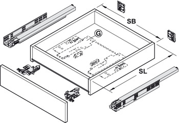 Schubkästen - Unterflurführung | Schubkastenführung: Blumotion S | Nennlänge: 580 mm