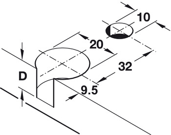 Verbinder & Bodenträger - Verbindergehäuse von Häfele Rafix 20 | Bohrtiefe: 14,02 mm +0,2 mm | Für Holzdicke ab 19 mm