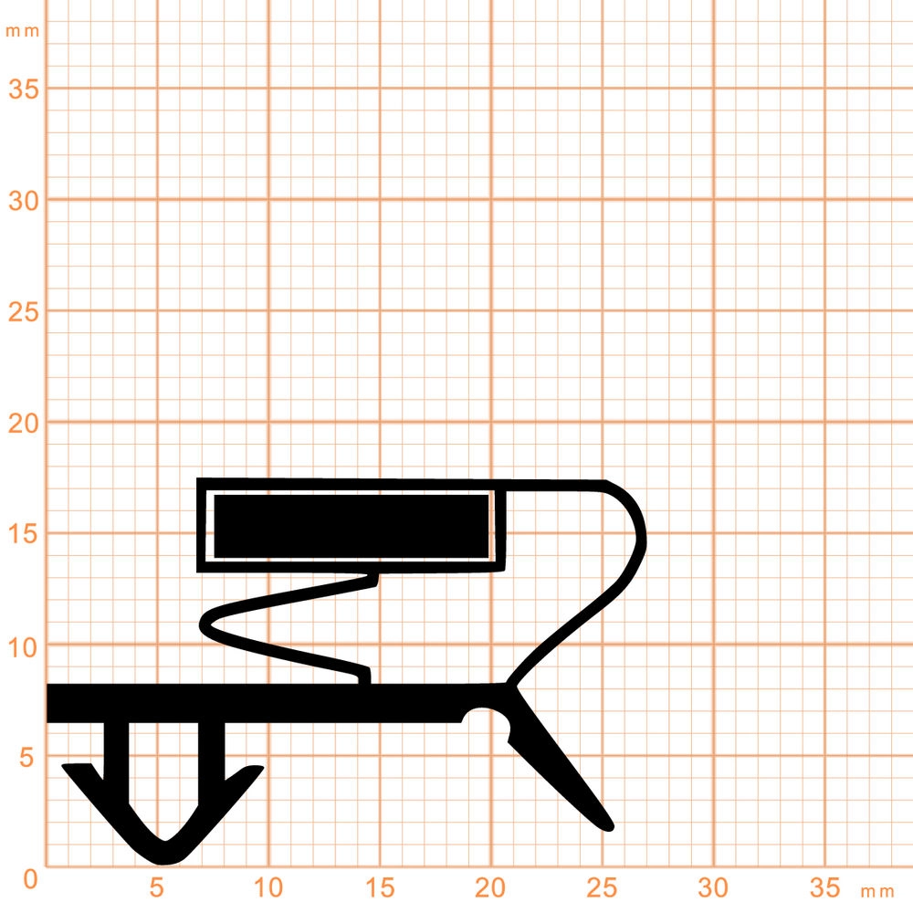 Kühlschrankdichtungen - Kühlschrankdichtungsrahmen | Höhe: 17,4 mm | Farbe: schwarz