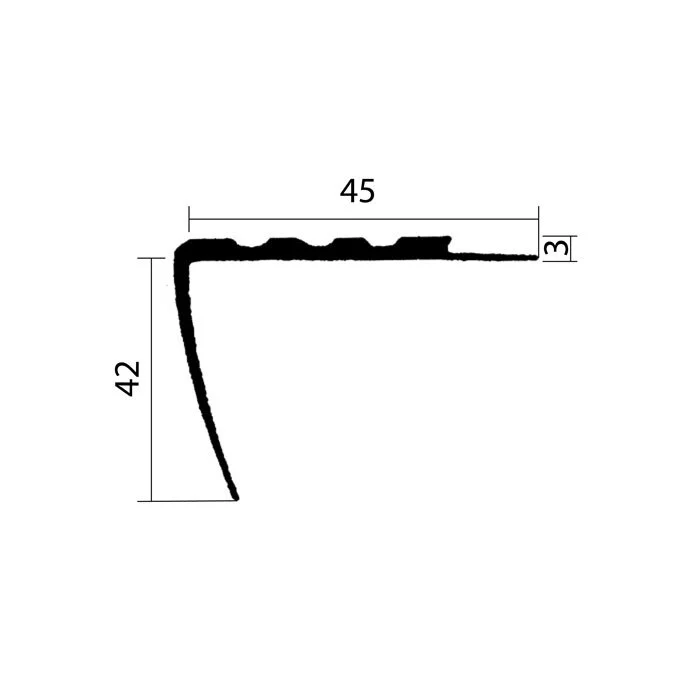 Treppenstufenprofile - Treppenstufendichtung | Höhe: 42 mm | Farbe: schwarz