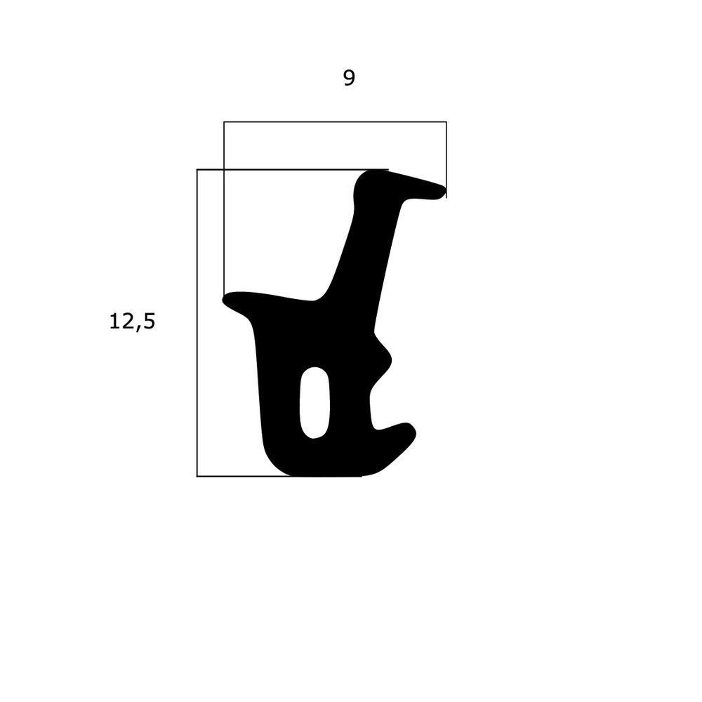 Mitteldichtungen - Mitteldichtung für Metall- und Alufenster | 12,5 mm Höhe | Farbe: schwarz