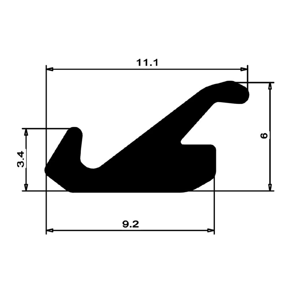 Anschlagdichtung mit Lippe und glattem Fuß | 5,5 mm Höhe | Farbe: schwarz