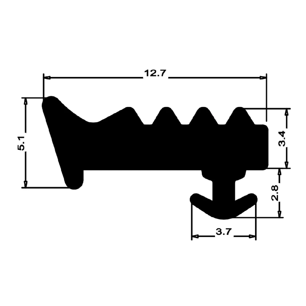 Verglasungsdichtung für Fenster | 13 mm Breite | Farbe: schwarz