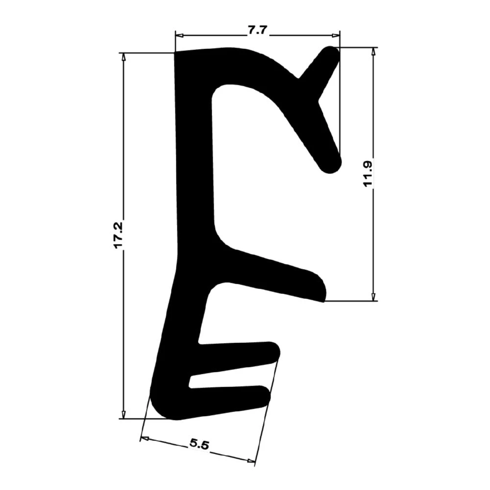 Flügelfalzdichtung für Holzelemente  | 12 mm Falzhöhe | Farbe: schwarz
