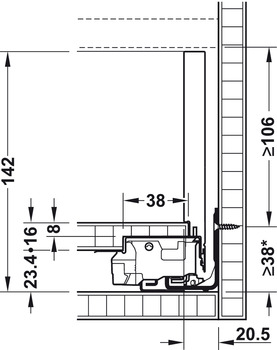 Schubkästen - Schubkasten-Garnitur für Legrabox | Ausführung: Korpusschiene Blumotion S | Zargenhöhe: 128 mm