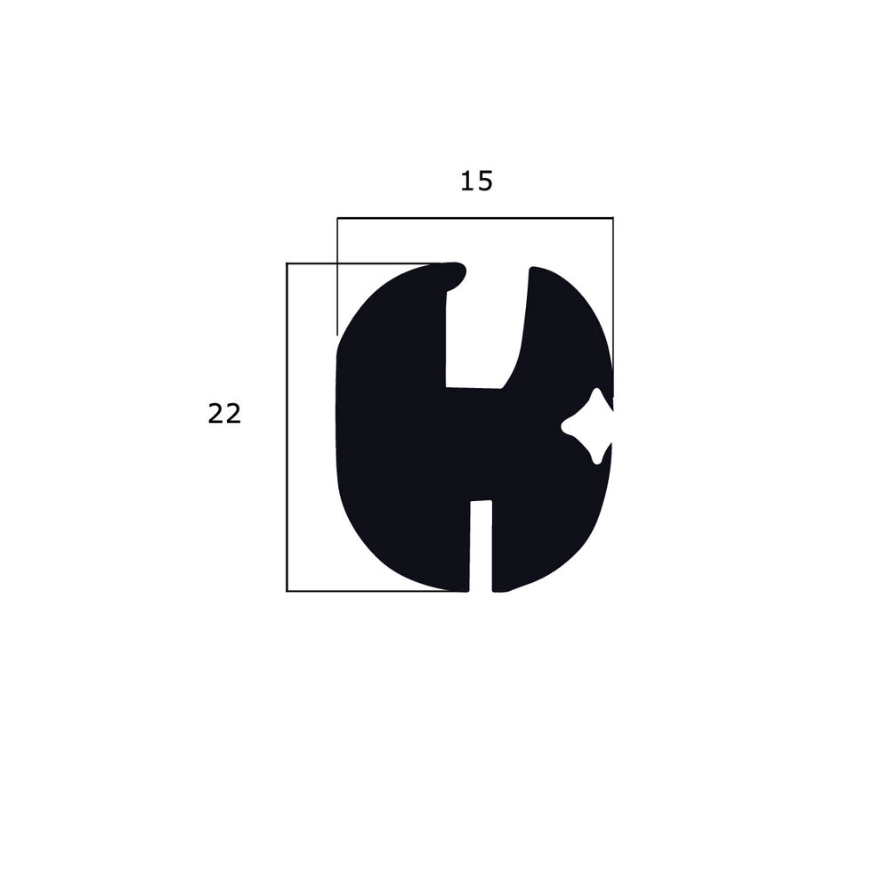 Gummiklemm- und Füllerprofile - Glasklemmprofil inkl. Füller | 15 mm Höhe | Farbe: schwarz