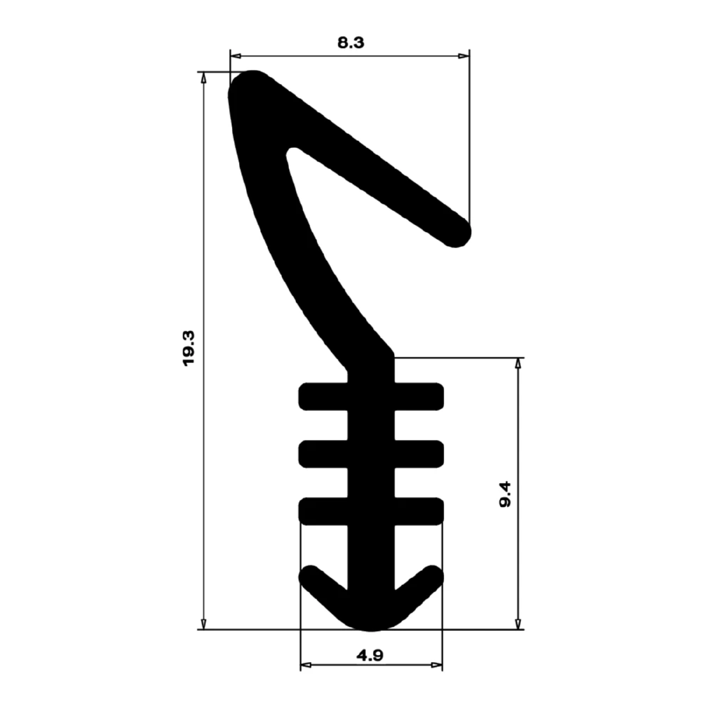 Flügelfalzdichtung für Holzfenster und -türen | 12 mm Falzhöhe | Farbe: schwarz