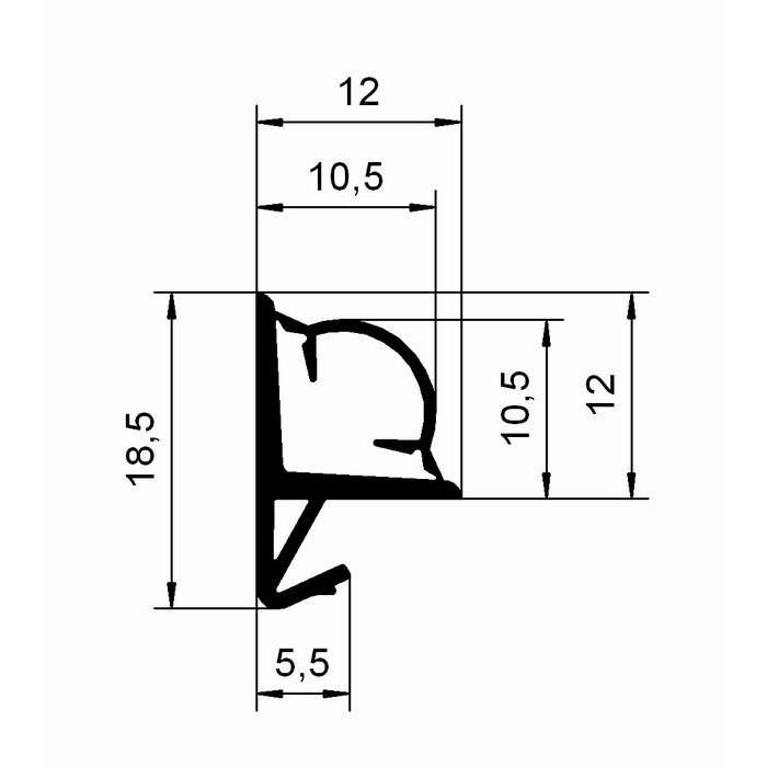 Holzzargendichtung für Holztüren | 12 - 18 mm Falzhöhe | Farbe: schwarz
