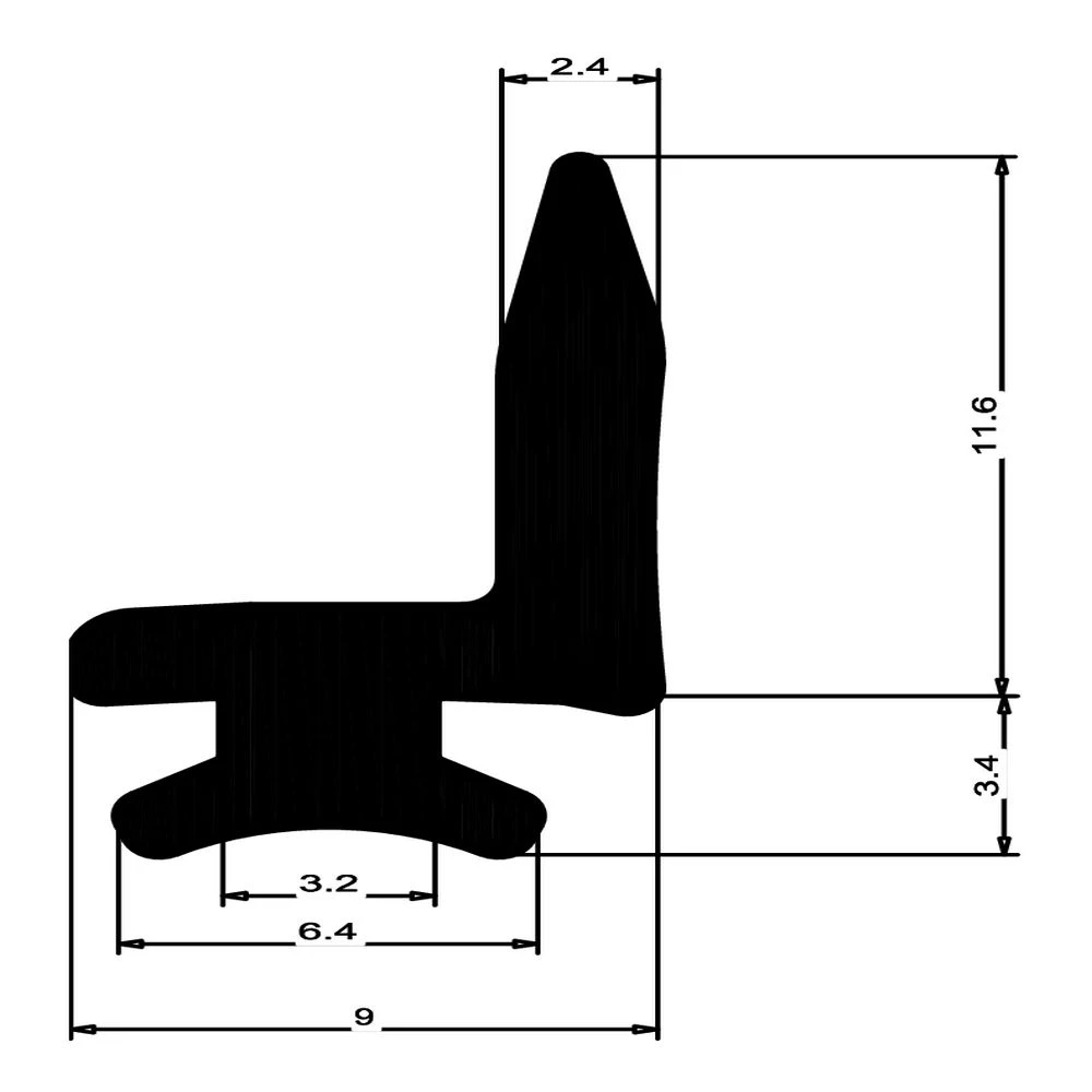 Mitteldichtung für TROCAL Fenster | 15,5 mm Höhe | Farbe: schwarz