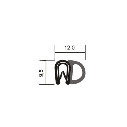 Kantenschutz Dichtprofile - Kantenschutzprofil | Klemmbereich: 1-2 mm | Farbe: schwarz