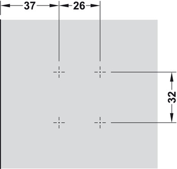 Scharniere - Montageplatte für Möbel | Schraubenabstand: 32 mm | Farbe: vernickelt