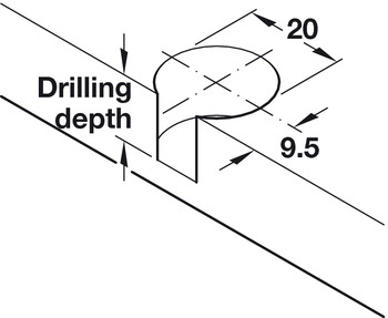 Verbinder & Bodenträger - Verbindergehäuse von Häfele Rafix 20 | Bohrtiefe: 14,02 mm +0,2 mm | Für Holzdicke ab 19 mm
