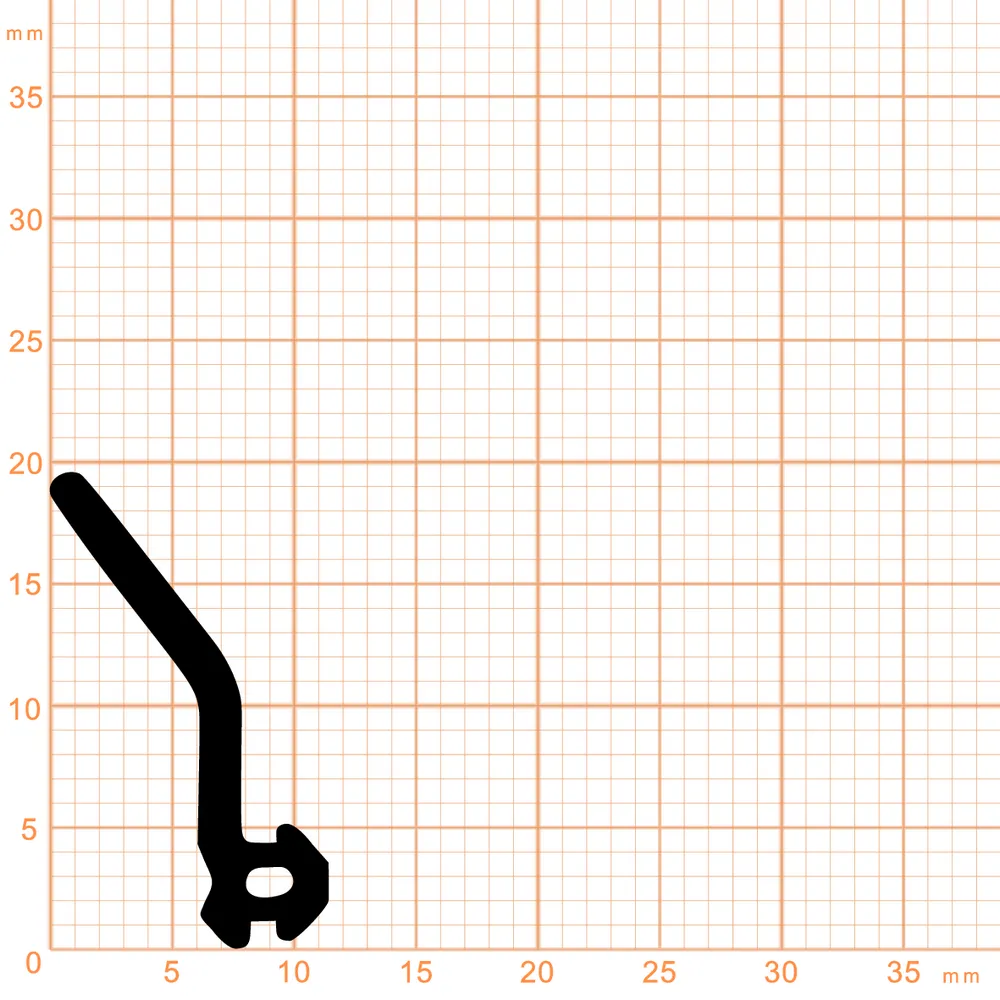 Lippendichtungen - Anschlagdichtung für seitlichen Anschlag | 19,5 mm Höhe | Farbe: grau