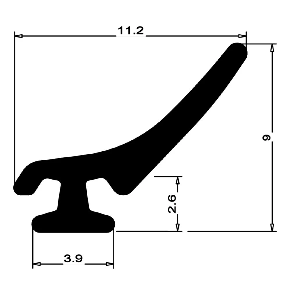 Anschlagdichtung für seitlichen Anschlag | 12 mm Höhe | Farbe: schwarz