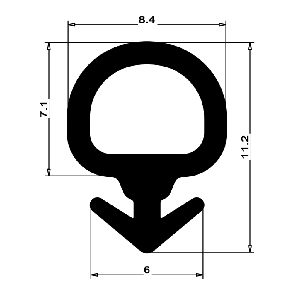 Anschlagdichtung mit Schlauch | 12 mm Höhe | Farbe: schwarz