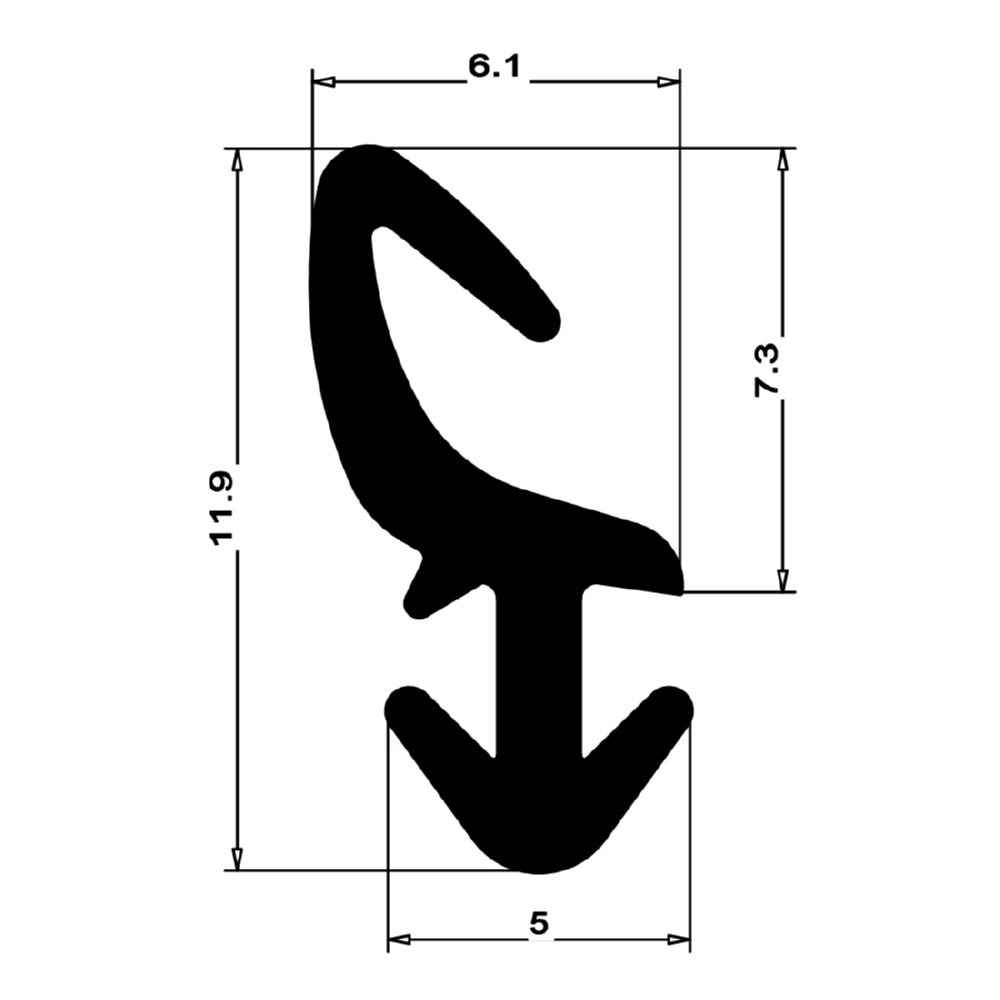 Mitteldichtung für Metall- und Alufenster | 12 mm Höhe | Farbe: grau