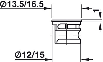 Verbinder & Bodenträger - Verbindergehäuse von Häfele Minifix 15 | Bohrtiefe: 14 mm +0,5 mm | Für Holzdicke ab 19 mm