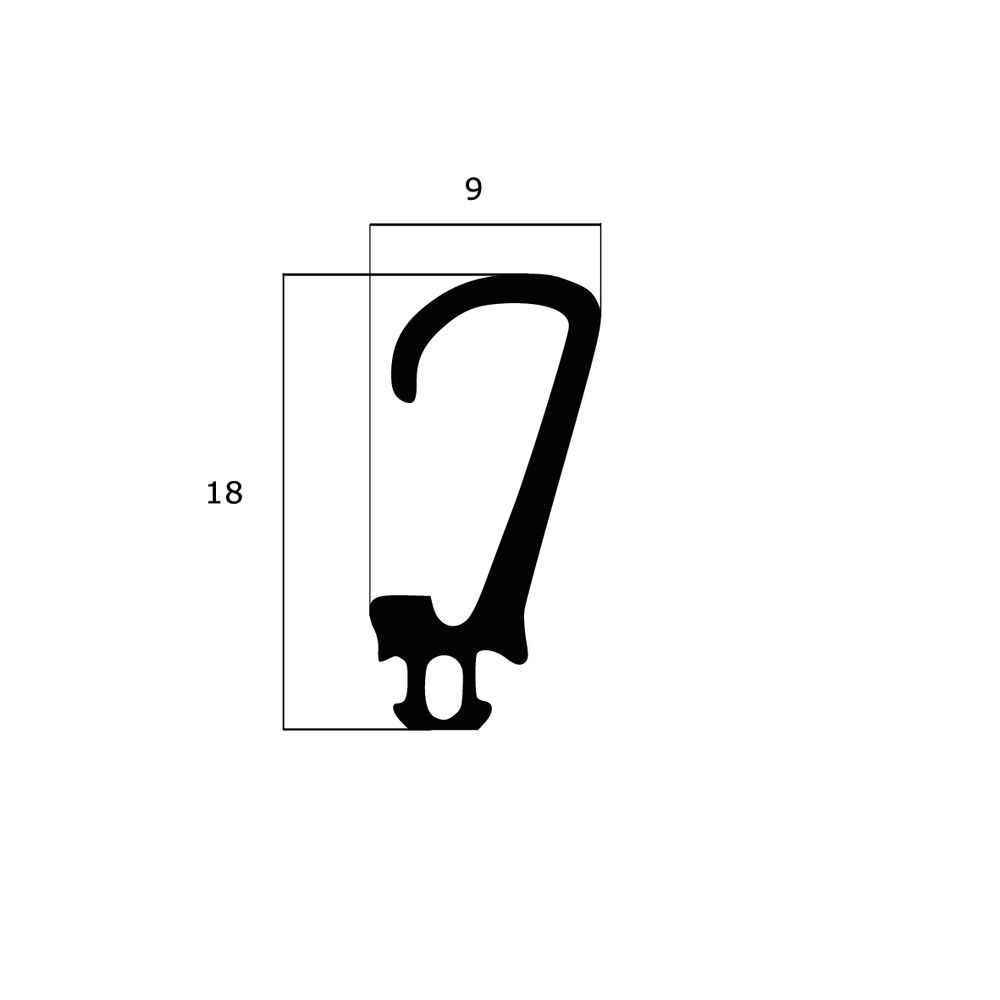 Türrahmen Dichtung - Mitteldichtung für Schüco Fenster | 18 mm Höhe | Farbe: schwarz