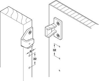 Verbinder & Bodenträger - Rahmenteil von Häfele | Modell: Keku ASR | Bohrabstand: 32 mm