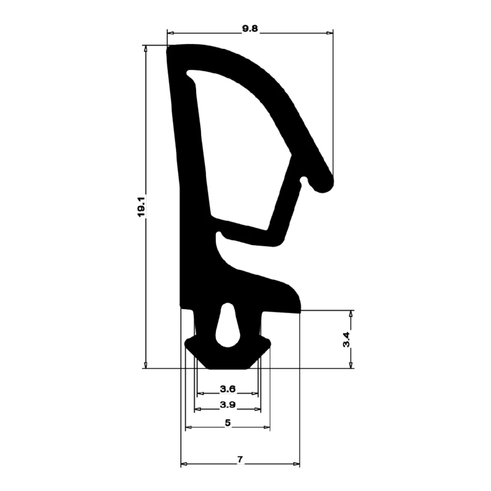 Mitteldichtung für Alufenster | 17 mm Höhe | Farbe: schwarz