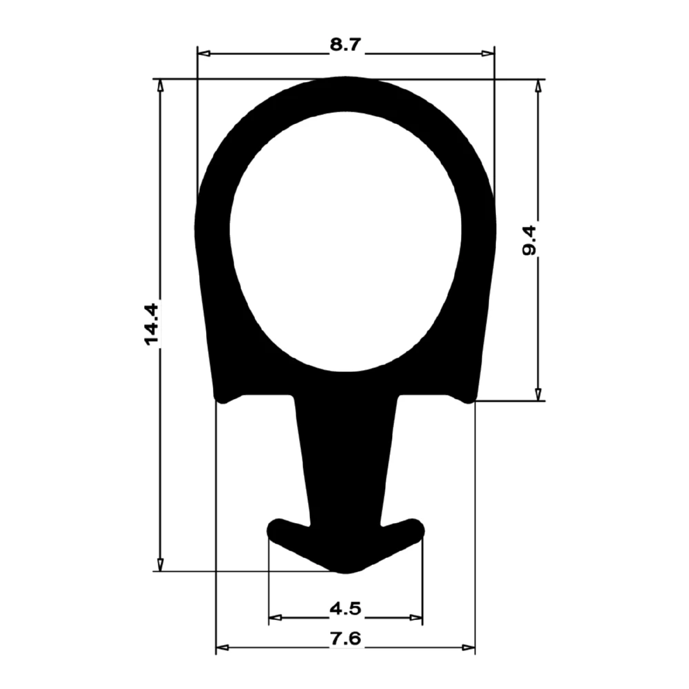 Anschlagdichtung mit Schlauch | 13,5 mm Höhe | Farbe: grau