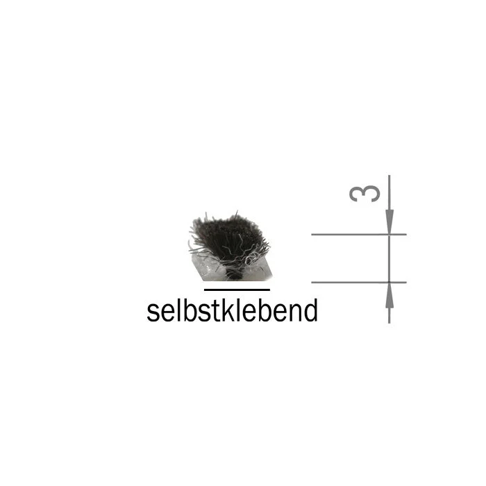 Bürstendichtungen - Bürstendichtung selbstklebend für Türen | Breite: 3 mm | Farbe: schwarz