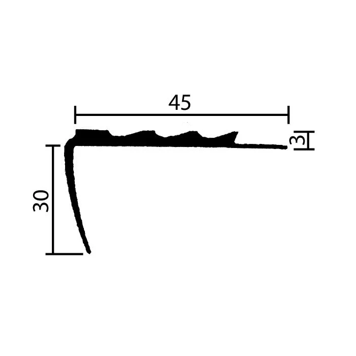 Treppenstufenprofile - Treppenstufendichtung | Höhe: 30 mm | Farbe: schwarz
