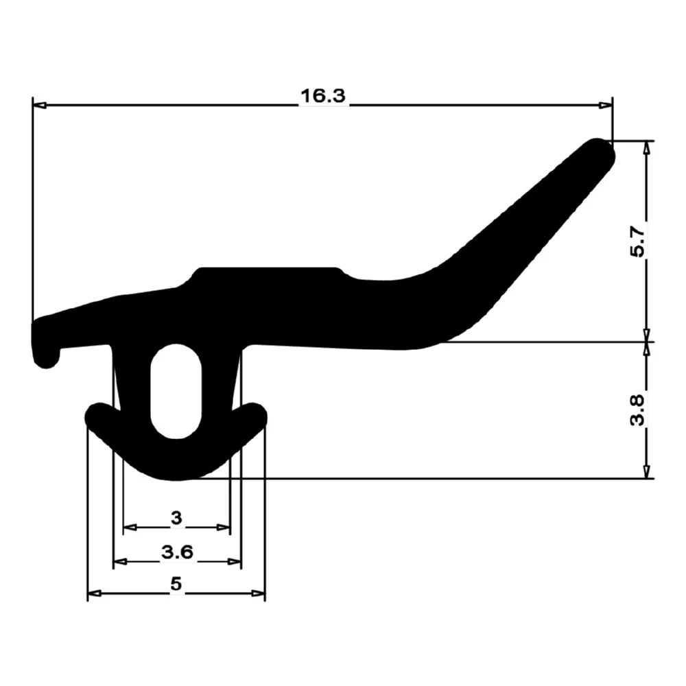 Anschlagdichtung für seitlichen Anschlag | 10 mm Höhe | Farbe: schwarz