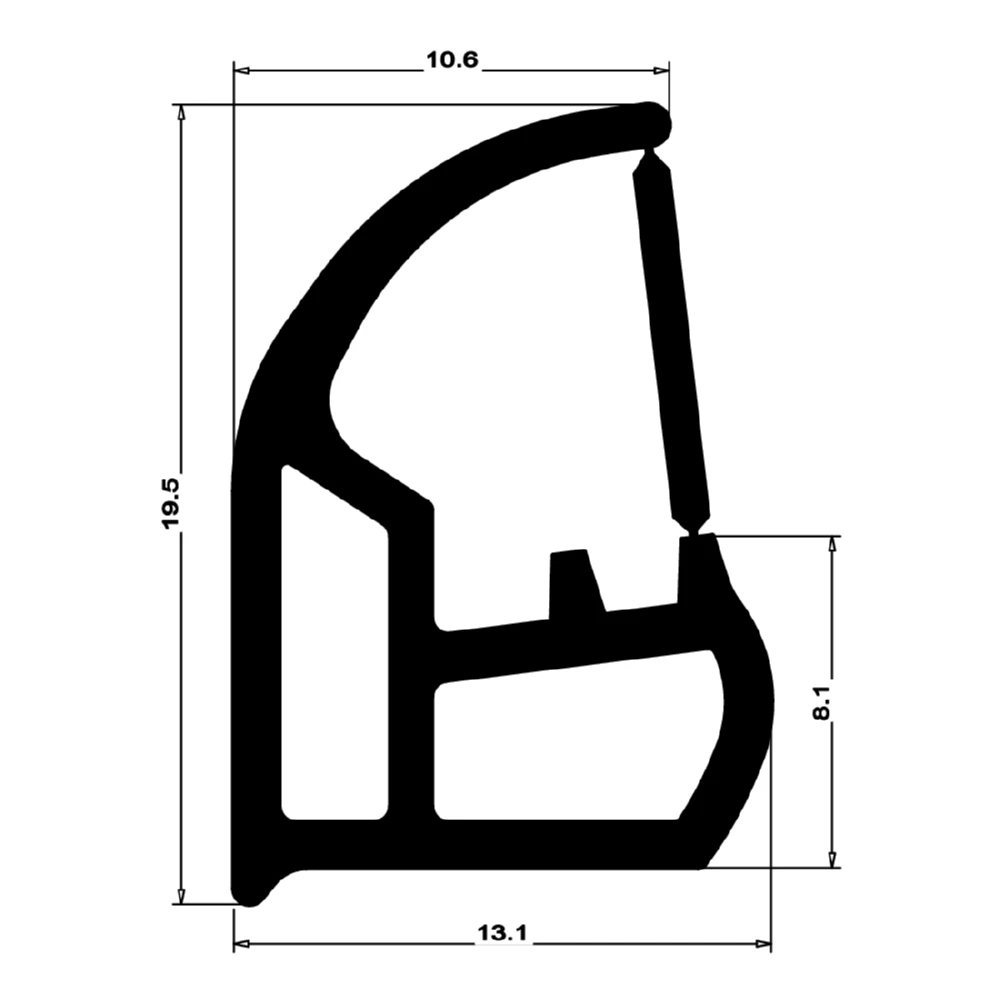 Stahlzargendichtung für hinterschrnittene Nut | 13 mm Breite | Farbe: grau