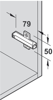 Zubehör Möbeltüren - Blum Kreuzmontageplatte für Druckschnäpper | Tip-On Langversion | Farbe: platingrau