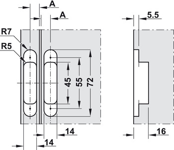 Scharniere - Scharnier für Holzdicken ab 18 mm für unsichtbaren Anschlag in schwarz