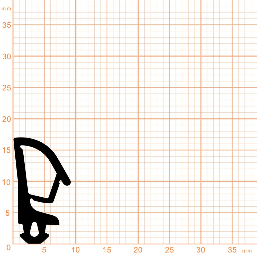 Türrahmen Dichtung - Mitteldichtung für Alufenster | 17 mm Höhe | Farbe: schwarz