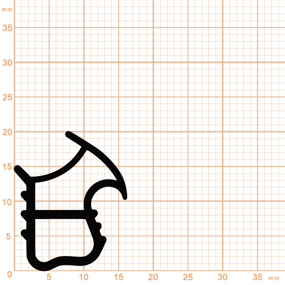Türrahmen Dichtung - Stahlzargendichtung für senkrechte Nut | 20 mm Höhe | Farbe: weiß