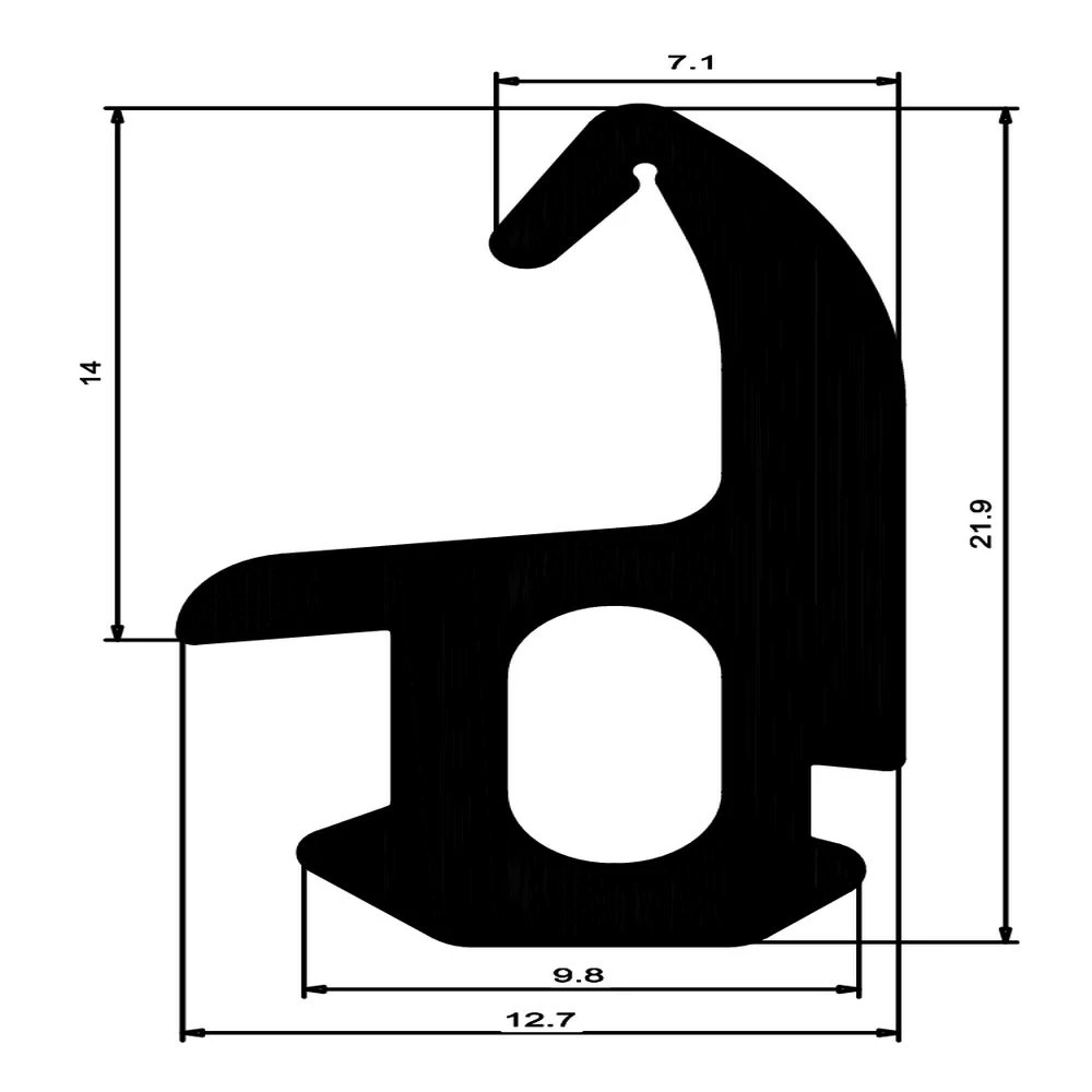 Mitteldichtung für Alu-oder Metallfenster | 21,9 mm Höhe | Farbe: schwarz