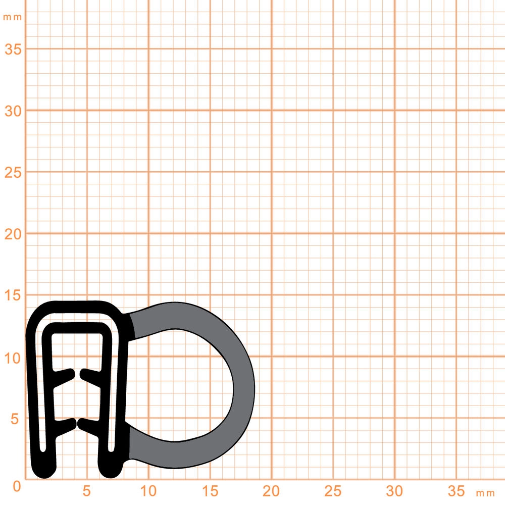 Kantenschutz Dichtprofile - Kantenschutzprofil | Höhe: 14,6 mm | Farbe: schwarz