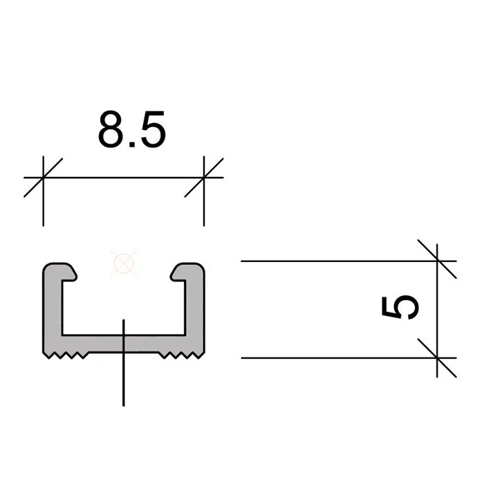 Metallschiene für Anpressdichtungen | 2000 mm Länge | Farbe: alu-werkblank