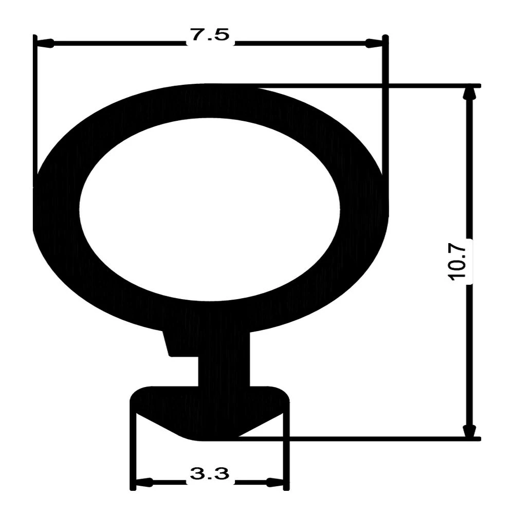 Anschlagdichtung mit Schlauch für Fenster | 11 mm Höhe | Farbe: schwarz