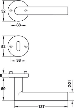 Türdrücker - Türdrücker-Garnitur mit Buntbart | Hoppe Amsterdam 1400/42KV/42KVS | Farbe: silber